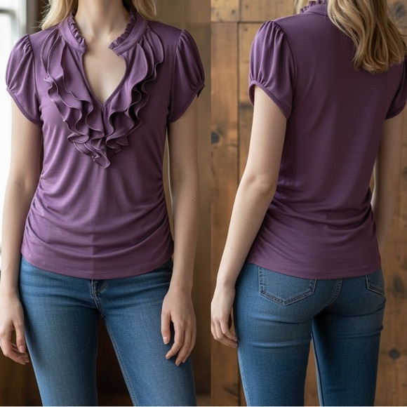 HeartSoul Tops - Heart soul Purple Ruffled Women's Top MEDIUM blouse